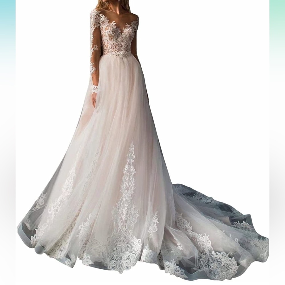 Champagne lace wedding gown